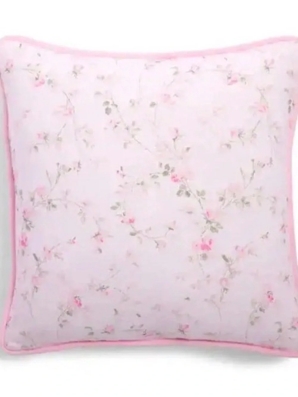 ISO. LoveShackFancy Pale Pink Floral Piped Square Pillow